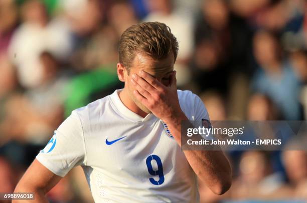 England's Harry Kane dejected after a missed chance on goal