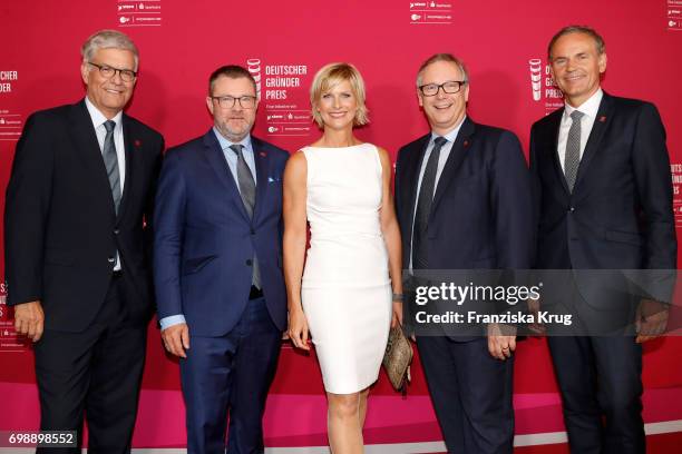 Thomas Bellut, Christian Krug, Barbara Hahlweg, Georg Fahrenschon and Oliver Blume attend the Deutscher Gruenderpreis on June 20, 2017 in Berlin,...