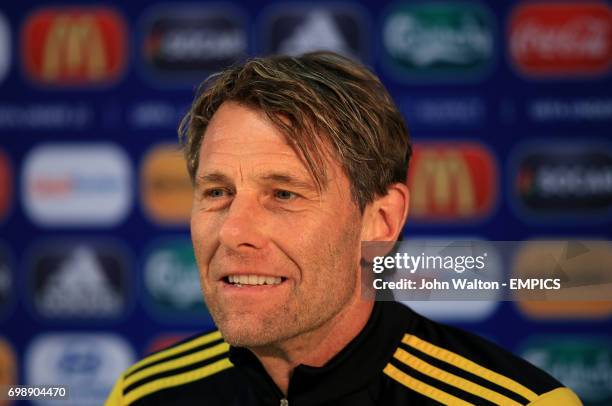 Sweden's coach Hakan Ericson during the press conference