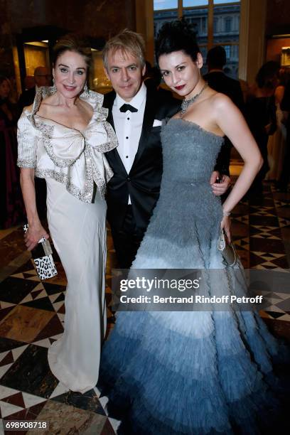 Becca Cason Thrash, Member of "Duran Duran", Nick Rhodes and his companion Nefer Suvio attend the "Liaisons au Louvre IV" - Evening of patronage for...