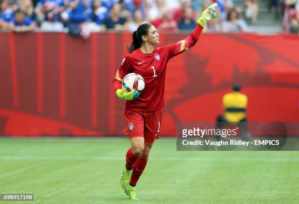 United States' Hope Solo during the FIFA Women's World Cup Canada 2015 Final match between USA and Japan at BC Place Stadium in Vancouver, Canada.