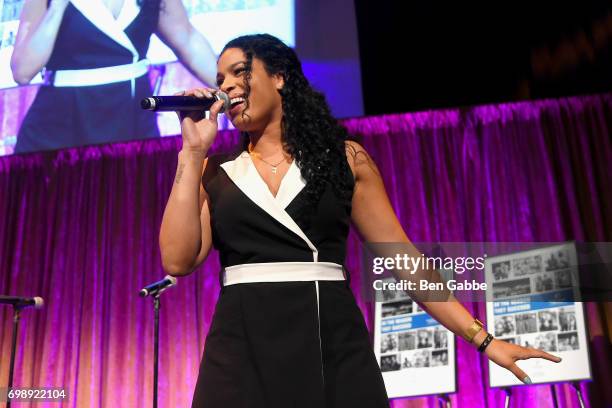 Singer-songwriter Jordin Sparks performs at the Big Brothers Big Sisters of NYC annual Casino Jazz Night at Cipriani 42nd Street on June 20, 2017 in...