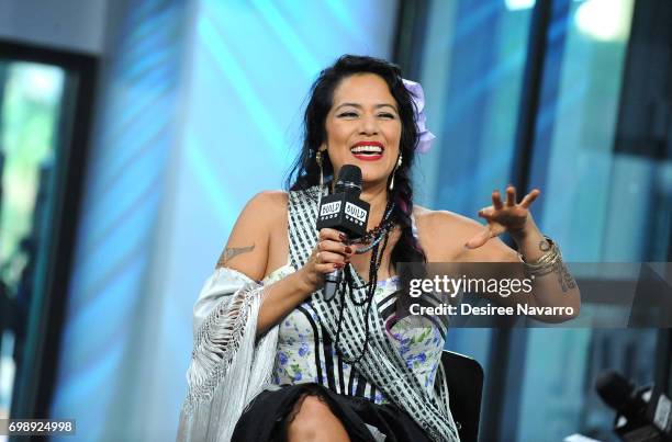 Singer-songwriter and actress Lila Downs attends Build to discuss BRIC 'Celebrate Brooklyn' Festival at Build Studio on June 20, 2017 in New York...