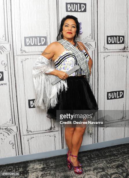 Singer-songwriter and actress Lila Downs attends Build to discuss BRIC 'Celebrate Brooklyn' Festival at Build Studio on June 20, 2017 in New York...