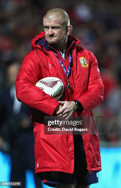 Graham Rowntree, the Lions scrum coach looks on during the match between the Chiefs and the British & Irish Lions at Waikato Stadium on June 20, 2017...