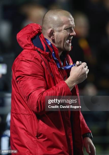 Graham Rowntree, the Lions scrum coach looks on during the match between the Chiefs and the British & Irish Lions at Waikato Stadium on June 20, 2017...