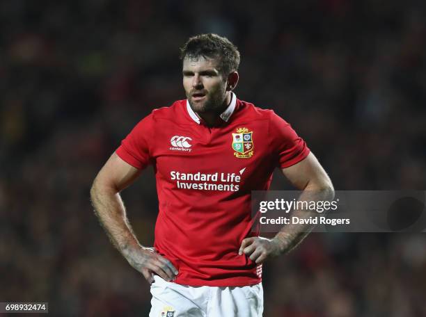 Jared Payne of the Lions looks on during the match between the Chiefs and the British & Irish Lions at Waikato Stadium on June 20, 2017 in Hamilton,...