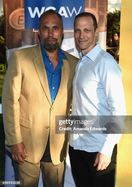 Roger Guenveur Smith and Gregg Hurwitz attend the WGA with SAG Indie Party during the 2017 Los Angeles Film Festival at the Festival Lounge on June...