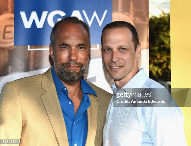Roger Guenveur Smith and Gregg Hurwitz attend the WGA with SAG Indie Party during the 2017 Los Angeles Film Festival at the Festival Lounge on June...