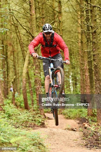 Steve Peat trying out the Lady Cannings Bike Trail.