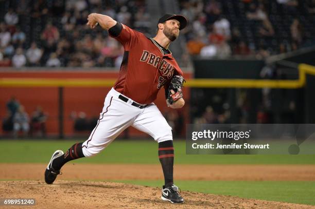 Tom Wilhelmsen of the Arizona Diamondbacks delivers a pitch in the sixth inning of the MLB game against the Chicago White Sox at Chase Field on May...