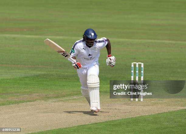 Hampshire's Michael Carberry bats during day one of the Specsavers County Championship game at Old Trafford on June 19, 2017 in Manchester, England.