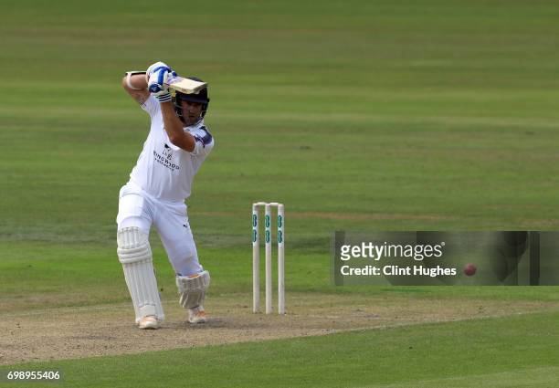 Hampshire's Sean Ervine bats during day one of the Specsavers County Championship game at Old Trafford on June 19, 2017 in Manchester, England.