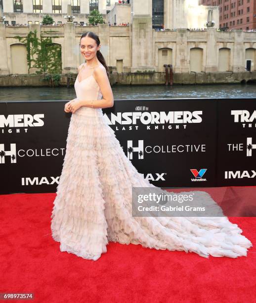 Laura Haddock arrives for the premiere of 'Transformers: The Last Knight' at Civic Opera Building on June 20, 2017 in Chicago, Illinois.