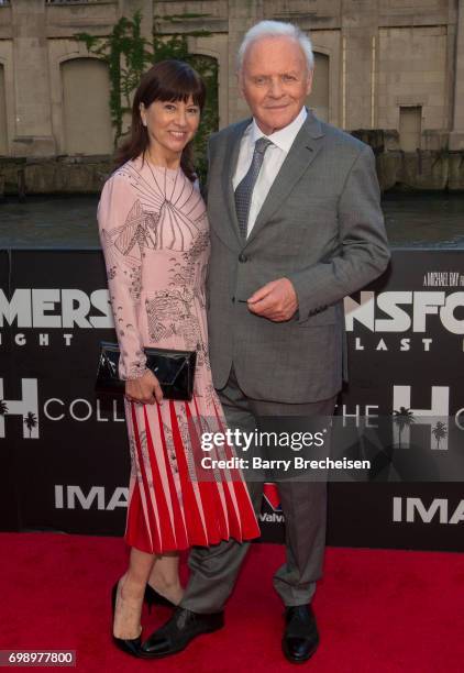 Stella Arroyave and Anthony Hopkins appear at the Transformers: The Last Knight Chicago premiere at Civic Opera Building on June 20, 2017 in Chicago,...