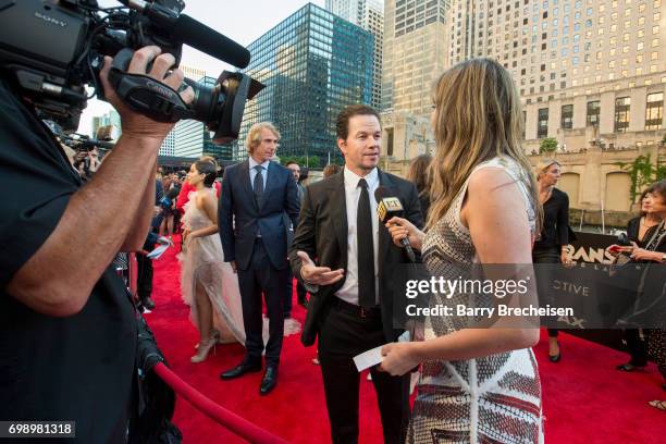 Director Michael Bay and Mark Wahlberg appear at the Transformers: The Last Knight Chicago premiere at Civic Opera Building on June 20, 2017 in...