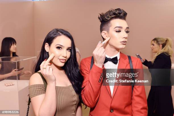 Amanda Ensing and James Charles celebrate The Launch Of KKW Beauty on June 20, 2017 in Los Angeles, California.