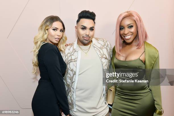 Jade Chapman, Angel Merino and Jackie Nina celebrate The Launch Of KKW Beauty on June 20, 2017 in Los Angeles, California.