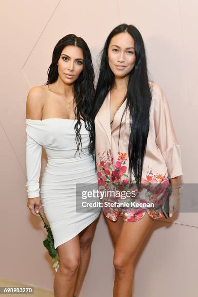 Kim Kardashian West and Stephanie Sheppard celebrate The Launch Of KKW Beauty on June 20, 2017 in Los Angeles, California.