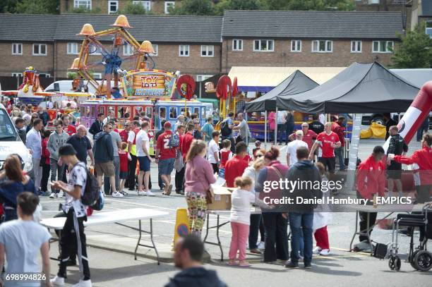 General view of Charlton Fans enjoying entertainment as part of Club Day.