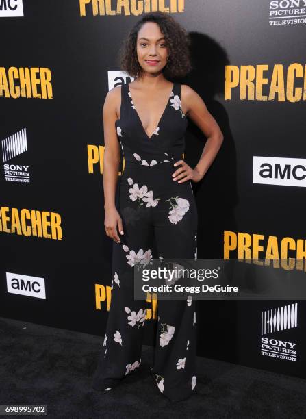 Lyndie Greenwood arrives at the premiere of AMC's "Preacher" Season 2 at The Theatre at Ace Hotel on June 20, 2017 in Los Angeles, California.