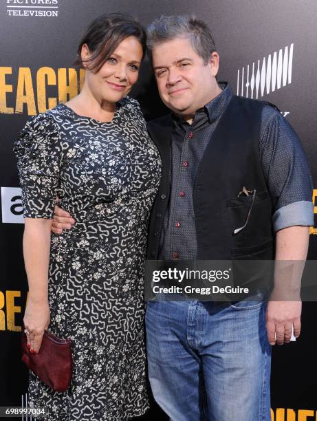 Patton Oswalt and Meredith Salenger arrive at the premiere of AMC's "Preacher" Season 2 at The Theatre at Ace Hotel on June 20, 2017 in Los Angeles,...