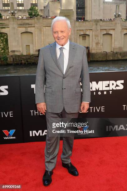 Sir Anthony Hopkins attends the US premiere of "Transformers: The Last Knight" at the Civic Opera House on June 20, 2017 in Chicago, Illinois.