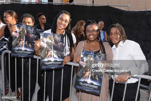 Fans attend the US premiere of "Transformers: The Last Knight" at the Civic Opera House on June 20, 2017 in Chicago, Illinois.