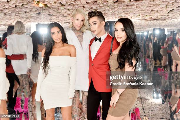 Kim Kardashian West, Jeffree Star; James Charles and Amanda Ensing celebrates The Launch Of KKW Beauty on June 20, 2017 in Los Angeles, California.