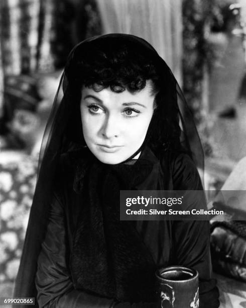 English actress Vivien Leigh as Scarlett O'Hara, wearing her widow's black in the film 'Gone With The Wind', 1939.