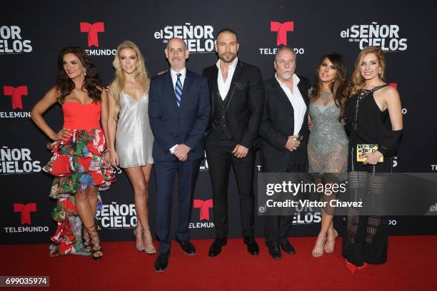 Mariana Seoane, Fernanda Castillo, guest, Rafael Amaya, guest, Rafael Amaya, Vanessa Villela and Carmen Aub attend "El Senor De Los Cielos" season 5...