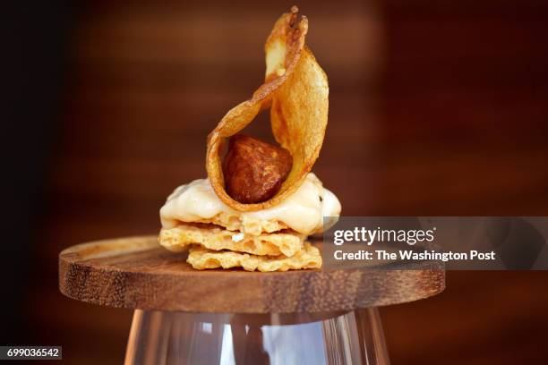 Potato-Wrapped Chorizo Wrapped With Membrillo Aioli photographed in Washington, DC. .