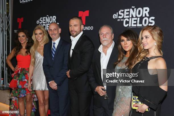 Mariana Seoane, Fernanda Castillo, guest, Rafael Amaya, guest, Rafael Amaya, Vanessa Villela and Carmen Aub attend "El Senor De Los Cielos" season 5...