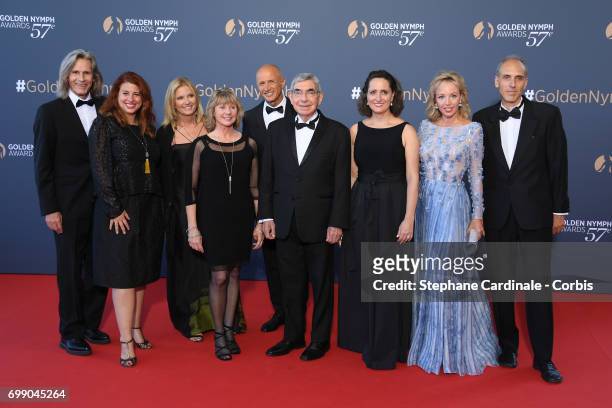 Ivan Suvanjieff, Dawn Eagle, Oscar Arias and Camilla De Bourbon des Deux Siciles attend the Closing Ceremony of the 57th Monte Carlo TV Festival on...