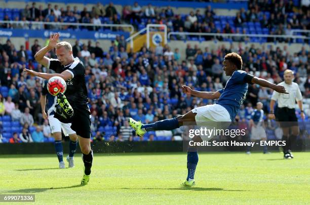 Birmingham City's Demarai Gray with a shot on goal