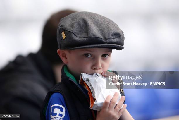 Young Birmingham City fan in the stands