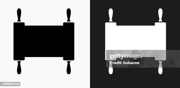 tora icon on black and white vector backgrounds - torah stock illustrations