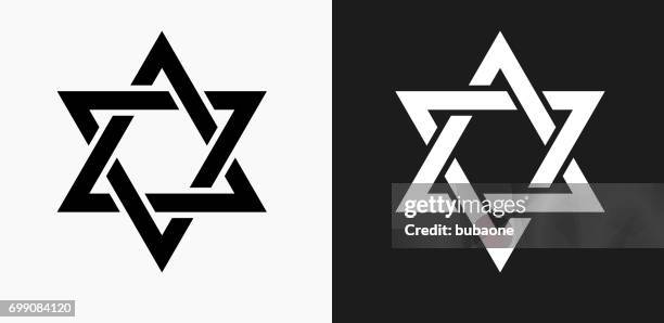 star of david icon on black and white vector backgrounds - religious icon stock illustrations