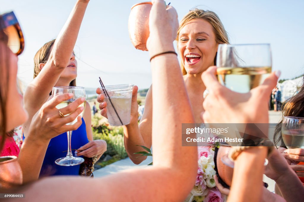 Caucasian women celebrating