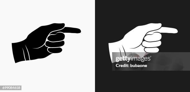 pointing icon on black and white vector backgrounds - multiple hands pointing stock illustrations