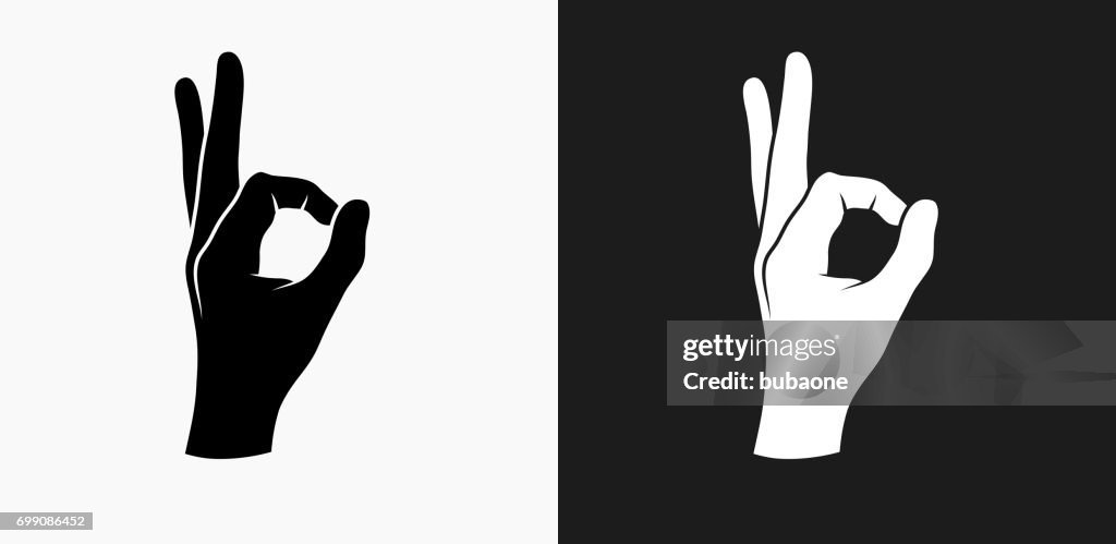 Perfection Hand Icon on Black and White Vector Backgrounds