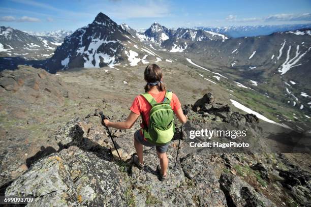 hiking alaska chugach mountains - chugach state park stock-fotos und bilder