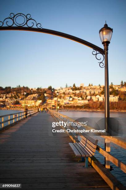 white rock pier, british columbia, canada. - white rock bc stock pictures, royalty-free photos & images