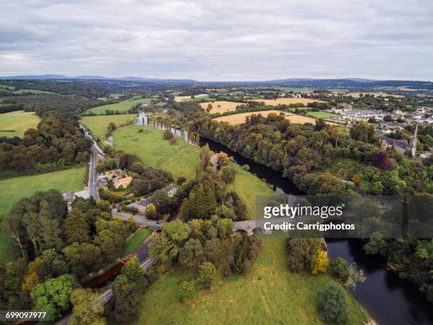 aerial view of lismore bridge, county waterford, munster, ireland - county waterford ireland stockfoto's en -beelden