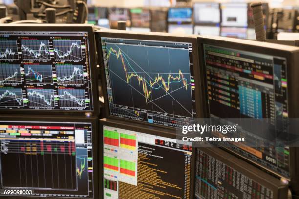 arrangement of computer monitor - wall street stock-fotos und bilder