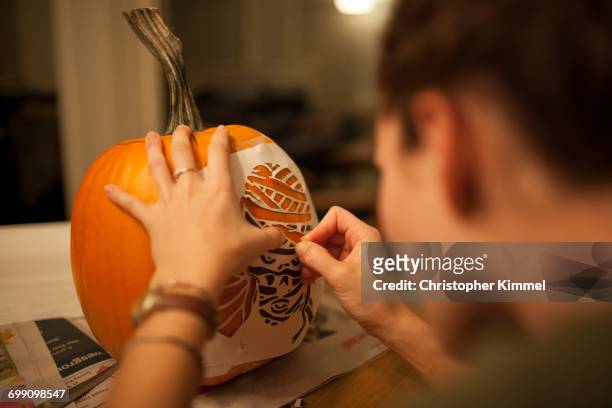 pumpkin carving - stencil stock pictures, royalty-free photos & images