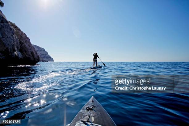 stroll, stand up paddle, and sip along the marseille calanques. - calanques stock pictures, royalty-free photos & images