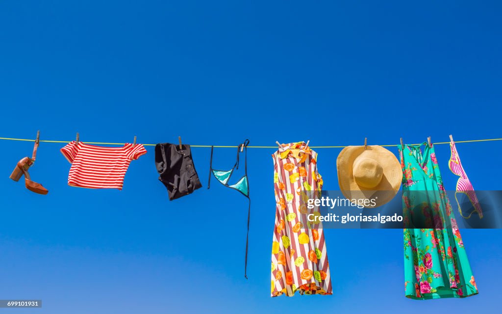 Laundry hanging on a washing line