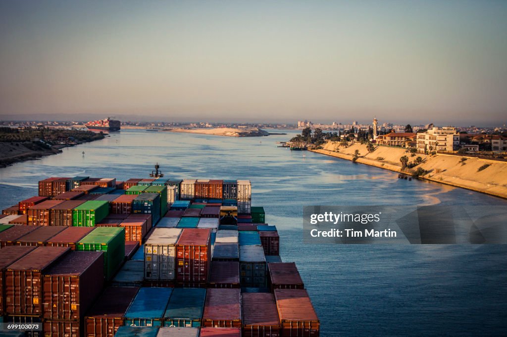 Container Ship Passing Through The Suez Canal