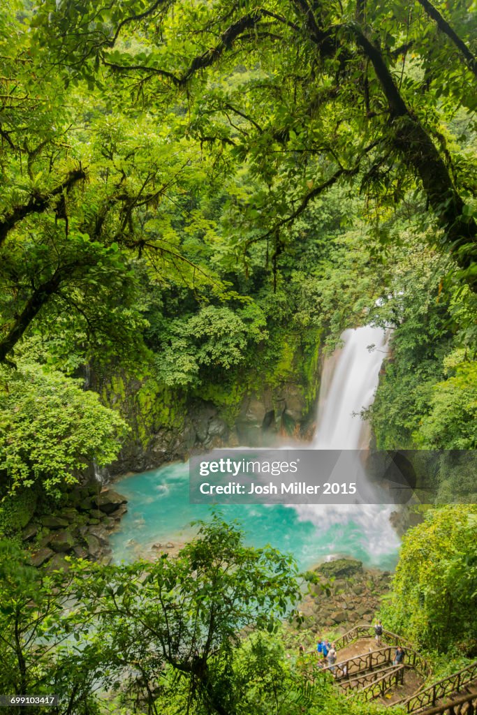 High Angle View Of Rio Celeste Waterfall In Costa Rica